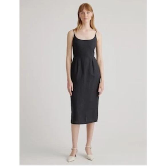 Quince Dresses & Skirts - Quince Womens European Linen Scoop Neck Midi Dress Black Size Large